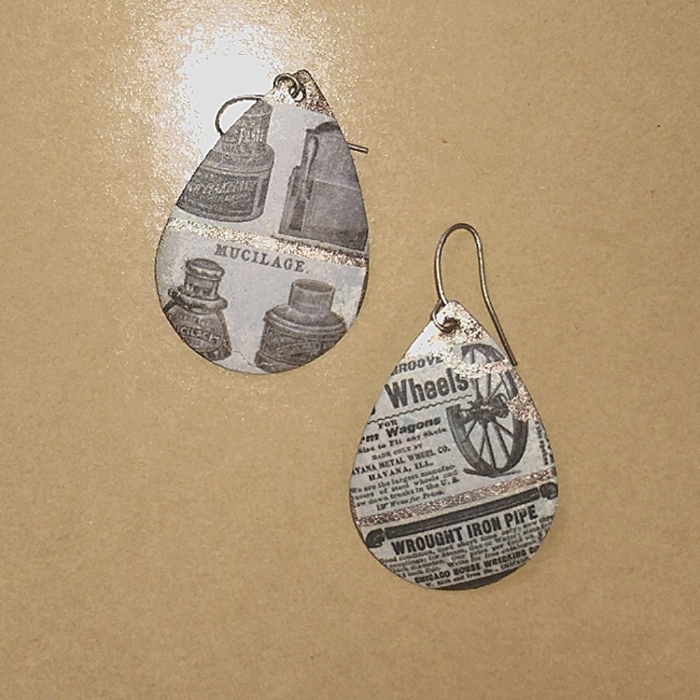 Art decopage earrings